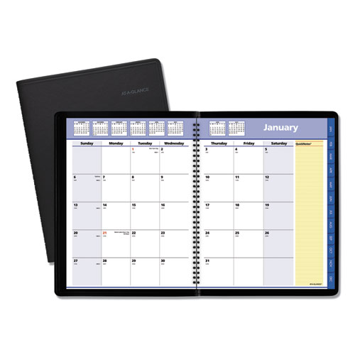 AT-A-GLANCE® QuickNotes Monthly Planner, 11 x 8.25, Black, 2022