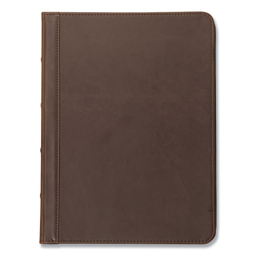 Samsill® Vintage Hardback Zipper Portfolio, Vinyl, Dark Brown, 11 x 8.5