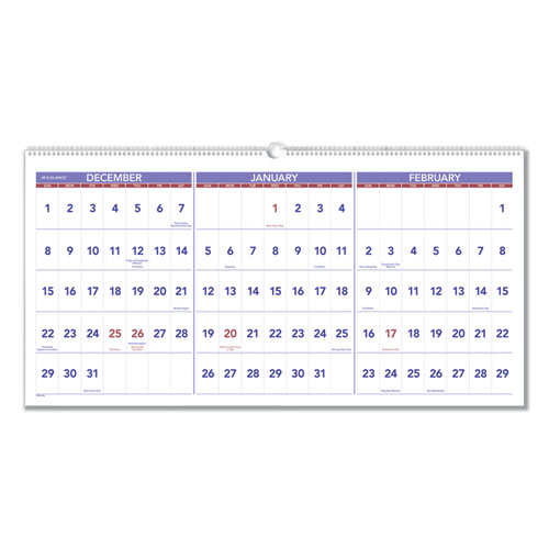 Horizontal-Format Three-Month Reference Wall Calendar, 23 1/2 x 12, 2020 | by Plexsupply