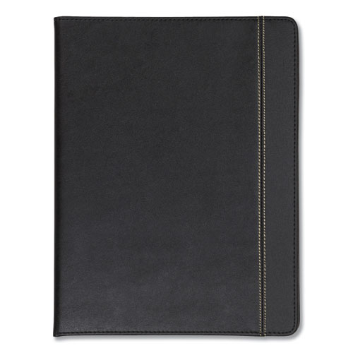 Image of Samsill® Slimline Padfolio, Leather-Look/Faux Reptile Trim, Writing Pad, Black