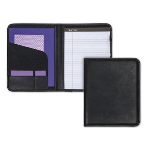 Professional Padfolio, Storage Pockets/Card Slots, Writing Pad, Black | by Plexsupply