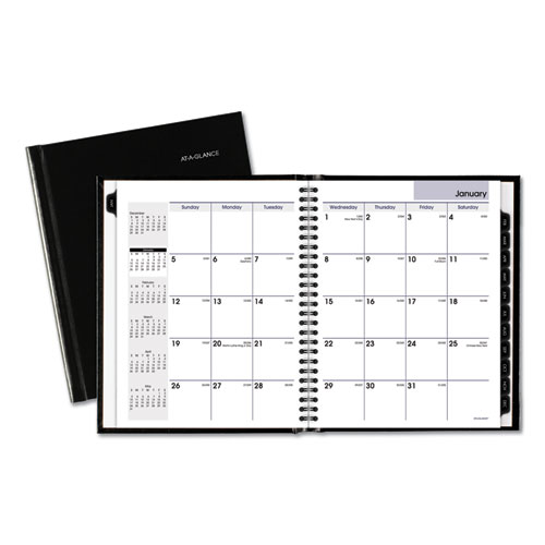 Hard-Cover Monthly Planner, 8 1/2 x 7, Black, 2020 | by Plexsupply