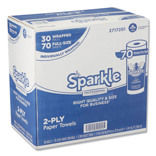 Image of Georgia Pacific® Professional Sparkle Ps Premium Perforated Paper Kitchen Towel Roll, 2-Ply, 11 X 8.8, White, 70 Sheets, 30 Rolls/Carton