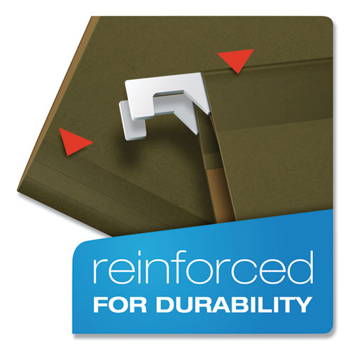 Ready-Tab Reinforced Hanging File Folders, Letter Size, 1/5-Cut Tab, Standard Green, 25/Box