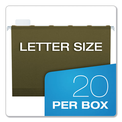 Ready-Tab Reinforced Hanging File Folders, Letter Size, 1/5-Cut Tabs, Standard Green, 25/Box
