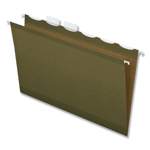 Ready-Tab Reinforced Hanging File Folders, Legal Size, 1/6-Cut Tabs, Standard Green, 25/Box