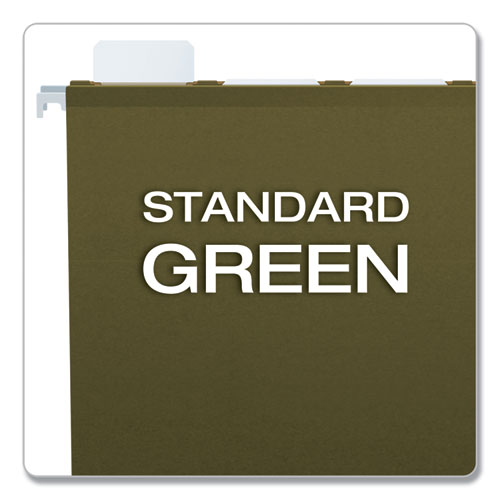 Ready-Tab Reinforced Hanging File Folders, Letter Size, 1/3-Cut Tab, Standard Green, 25/Box
