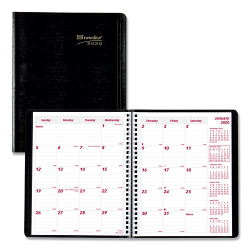 Brownline® Essential Collection 14-Month Ruled Planner, 8.88 x 7.13, Black, 2022
