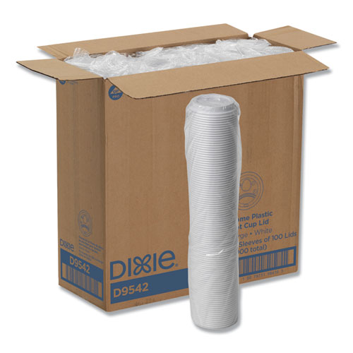 Dixie® Reclosable Lids, Fits 12 oz to 20 oz Dixie Cups, 10 oz to 20 oz PerfecTouch Cups, White, 100/Pack, 10 Packs/Carton