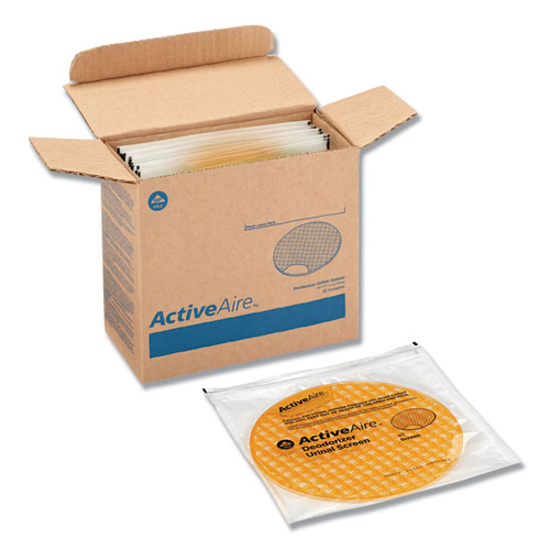 Image of ActiveAire Deodorizer Urinal Screen, Sunscape Mango Scent, Orange, 12/Carton