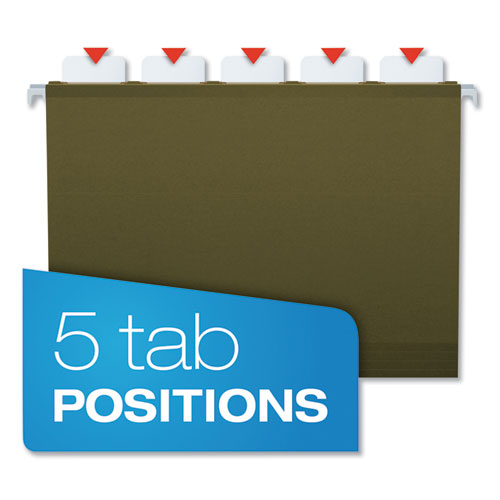 Ready-Tab Reinforced Hanging File Folders, Letter Size, 1/3-Cut Tab, Standard Green, 25/Box