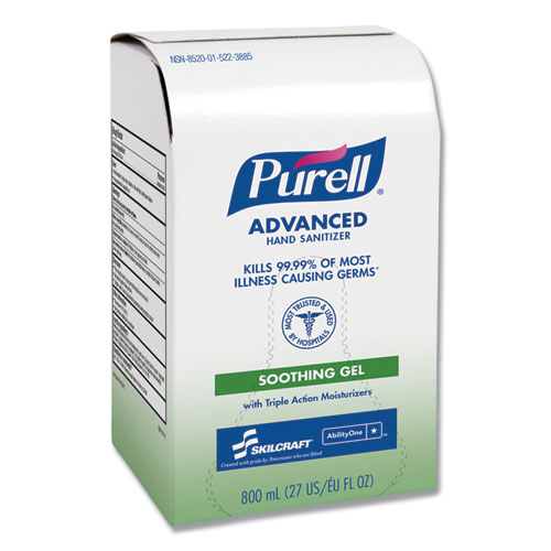 8520015223885, PURELL Gel Hand Sanitizer with Aloe, 800 mL Pouch, 12/Carton