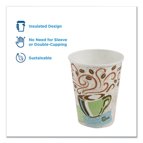 Dixie Perfect Touch Insulated Hot Cups Paper 12oz Coffee Dreams Design 25/Pack 