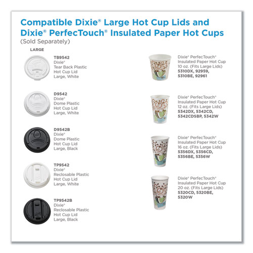 Image of Dixie® Reclosable Lids, Fits 12 Oz To 20 Oz Dixie Cups, 10 Oz To 20 Oz Perfectouch Cups, White, 100/Pack, 10 Packs/Carton
