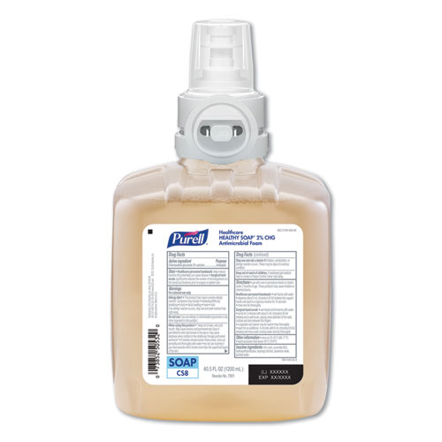 Image of Healthy Soap 2.0% CHG Antimicrobial Foam for CS8 Dispensers, Fragrance-Free, 1,200 mL, 2/Carton