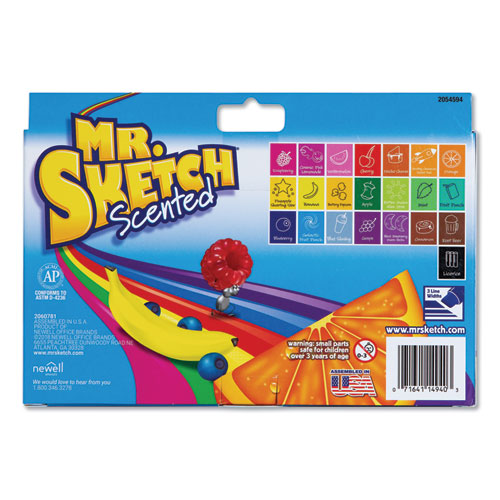 Image of Mr. Sketch® Scented Watercolor Marker, Broad Chisel Tip, Assorted Colors, 22/Pack