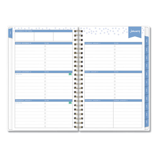 DAY DESIGNER TILE WEEKLY/MONTHLY PLANNER, 8 X 5, BLUE/WHITE COVER, 2021