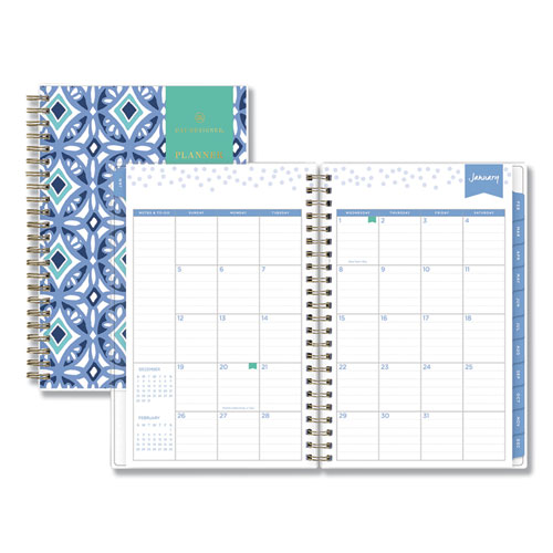 DAY DESIGNER TILE WEEKLY/MONTHLY PLANNER, 8 X 5, BLUE/WHITE COVER, 2021