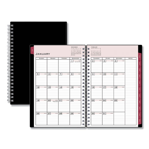 CLASSIC RED WEEKLY/MONTHLY PLANNER, OPEN SCHEDULING, 8 X 5, BLACK COVER, 2021