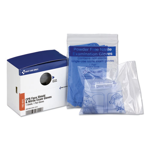 SmartCompliance Rescue Breather Face Shield with 2 Nitrile Exam Gloves, One Size Fits All