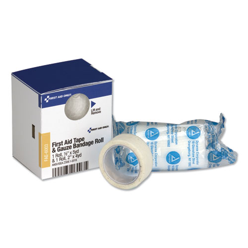SmartCompliance First Aid Tape/Gauze Roll Combo, 0.5" x 5 yd Tape, 2" x 4 yd Gauze