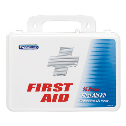 Office First Aid Kit, for Up to 25 People, 131 Pieces, Plastic Case