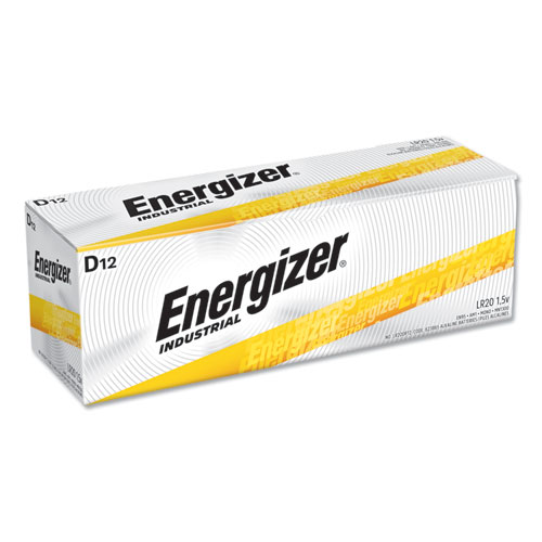 Energizer® Industrial Alkaline D Batteries, 1.5 V, 12/Box