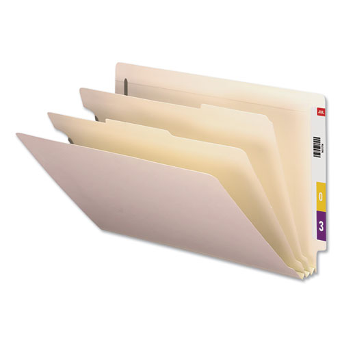 Image of Universal® Six-Section Manila End Tab Classification Folders, 2" Expansion, 2 Dividers, 6 Fasteners, Legal Size, Manila Exterior, 10/Box
