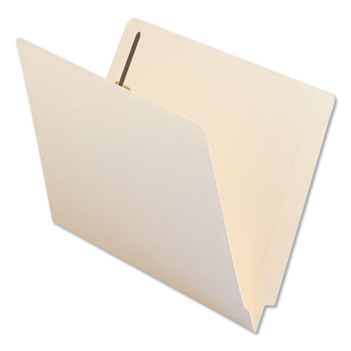 Image of Reinforced End Tab Fastener Folders, 1 Fastener, Letter Size, Manila Exterior, 50/Box