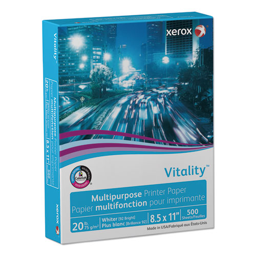 Vitality Multipurpose Print Paper, 92 Bright, 20lb, 8.5 x 11, White, 500 Sheets/Ream, 10 Reams/Carton