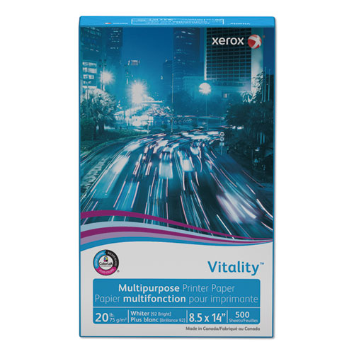 Image of Vitality Multipurpose Print Paper, 92 Bright, 20 lb Bond Weight, 8.5 x 14, White, 500/Ream