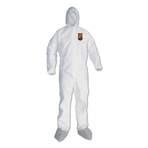 Kleenguard™ A45 Liquid/Particle Protection Surface Prep/Paint Coveralls, Hood, Elastic Wrist/Ankles, Boots, 4Xl, White, 25/Carton