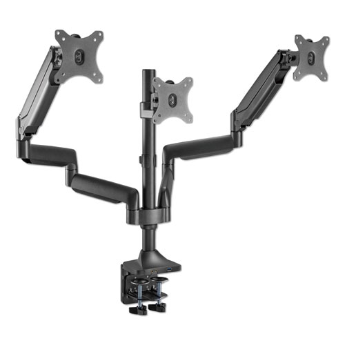 Image of Alera® Adaptivergo Triple Arm With Usb For 32" Monitors, 360 Deg Rotation, +90/-90 Deg Tilt, 90 Deg Pan, Black, Supports 15.4 Lb