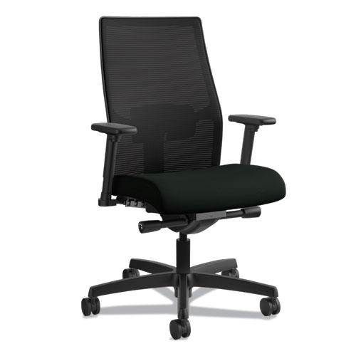 IGNITION 2.0 4-WAY STRETCH MID-BACK MESH TASK CHAIR, SUPPORTS UP TO 300 LBS, BLACK SEAT/BACK, BLACK BASE