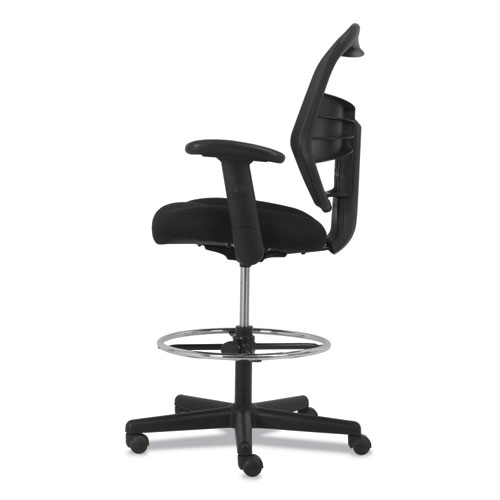 PROMINENT HIGH-BACK TASK STOOL, 28.1" SEAT HEIGHT, SUPPORTS UP TO 250 LBS., BLACK SEAT, BLACK BACK, BLACK BASE