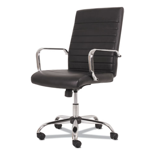 Image of 5-Eleven Mid-Back Executive Chair, Supports Up to 250 lb, 17.1" to 20" Seat Height, Black Seat/Back, Chrome Base