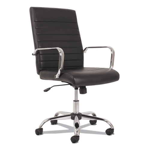 Image of Sadie™ 5-Eleven Mid-Back Executive Chair, Supports Up To 250 Lb, 17.1" To 20" Seat Height, Black Seat/Back, Chrome Base