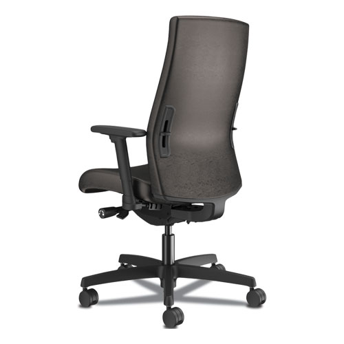 Image of Hon® Ignition 2.0 Upholstered Mid-Back Task Chair With Lumbar, Supports 300 Lb, 17" To 22" Seat, Black Vinyl Seat/Back, Black Base