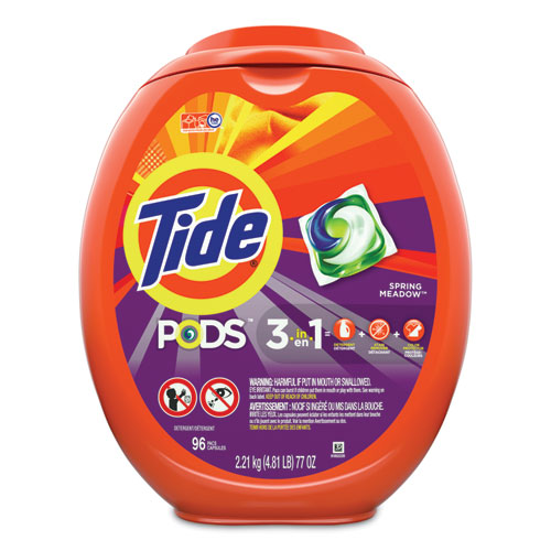 DETERGENT PODS, SPRING MEADOW, 96/TUB, 4 TUBS/CARTON