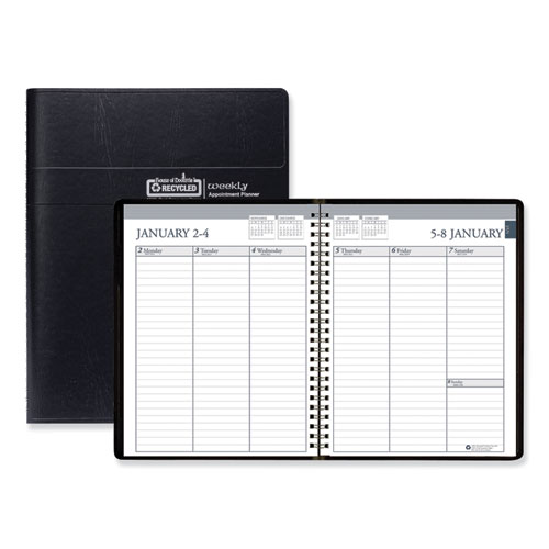 Recycled Weekly Appointment Book, Ruled without Times, 8 3/4 x 6 7/8, Black, 2020 | by Plexsupply