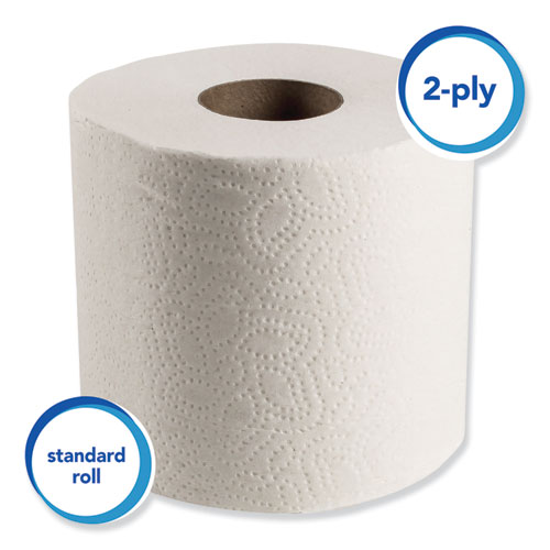 Image of Essential Standard Roll Bathroom Tissue for Business, Septic Safe, 2-Ply, White, 550 Sheets/Roll, 80/Carton