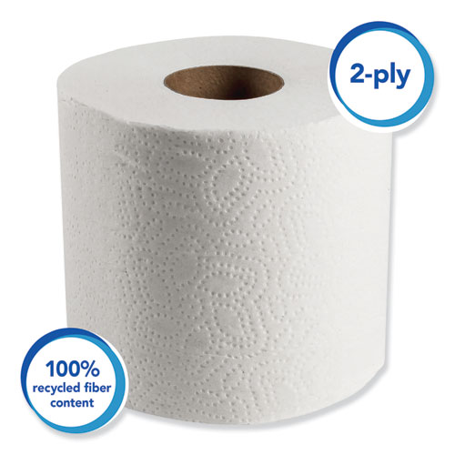 Image of Essential 100% Recycled Fiber SRB Bathroom Tissue, Septic Safe, 2-Ply, White, 506 Sheets/Roll, 80 Rolls/Carton