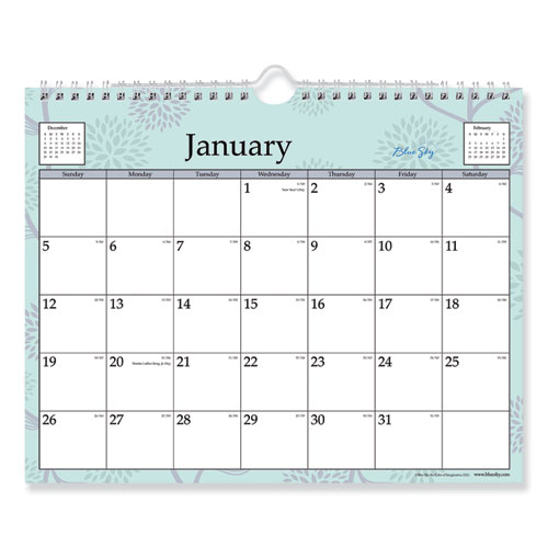 Blue Sky® Rue Du Flore Wall Calendar, Rue du Flore Artwork, 11 x 8.75,  White/Jade/Lavender Sheets, 12-Month (Jan to Dec): 2023 | One Way Products,  Inc
