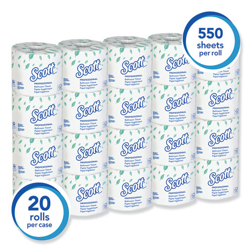 Essential Standard Roll Bathroom Tissue, Traditional, Septic Safe, 2 Ply, White, 550 Sheets/Roll, 20 Rolls/Carton