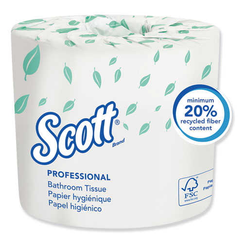 Scott® Essential Standard Roll Bathroom Tissue for Business, Septic Safe, 1-Ply, White, 1,210 Sheets/Roll, 80 Rolls/Carton