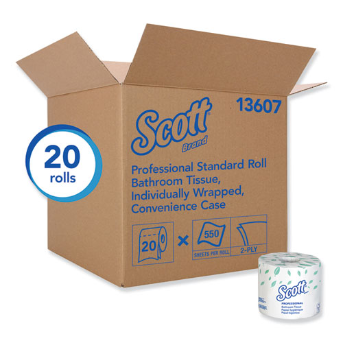 Image of Essential Standard Roll Bathroom Tissue for Business, Convenience Carton, 2 Ply, White, 550 Sheets/Roll, 20 Rolls/Carton