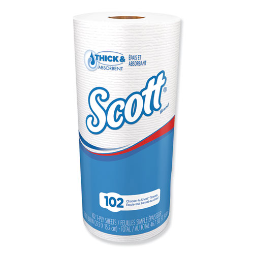 Scott® Choose-a-Size Mega Kitchen Roll Paper Towels, 1-Ply, 102/Roll, 6 Rolls/Pack, 4 Packs/Carton