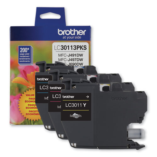 Image of Brother Lc3011 Ink, 200 Page-Yield, Cyan/Magenta/Yellow