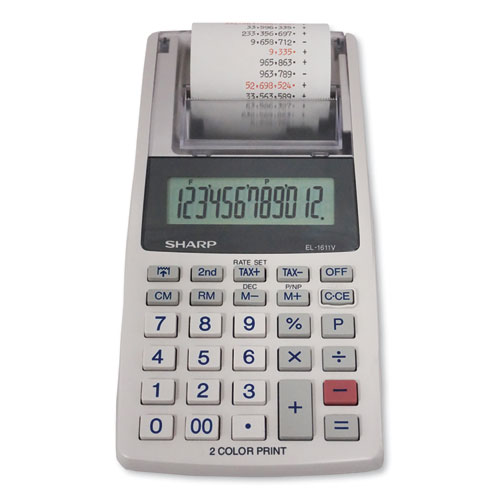 Sharp® EL-1611V Printing Calculator, Black/Red Print, 2 Lines/Sec