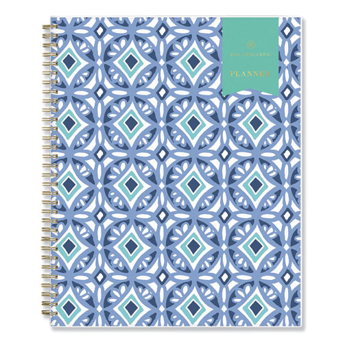 DAY DESIGNER TILE WEEKLY/MONTHLY PLANNER, 11 X 8.5, BLUE/WHITE COVER, 2021